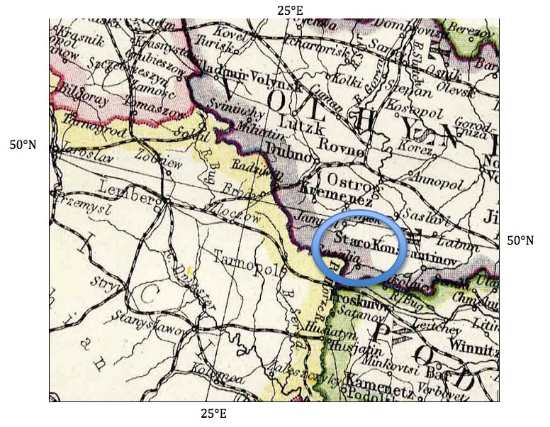 Approximate
                location of Belozerka -1908 map