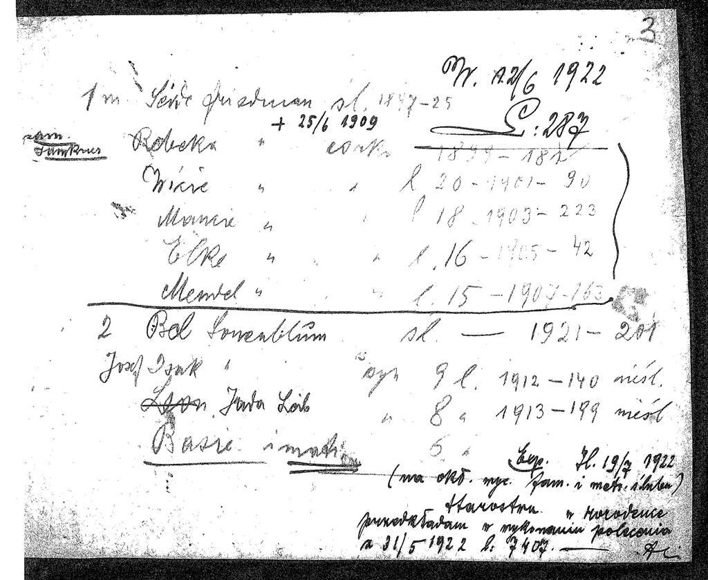 Back of 1922-1939 Jewish Family Record