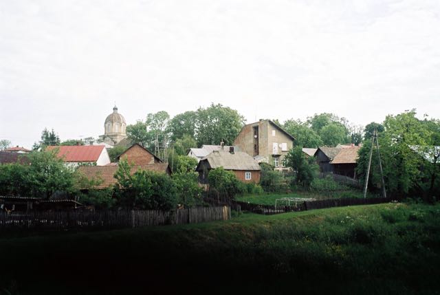 View of
Krzywcza with Greek Catholic Church and
Schachter House