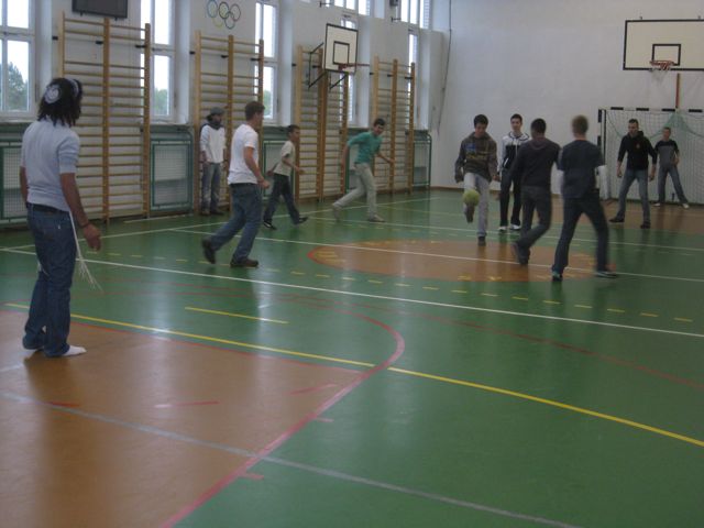 Playing football