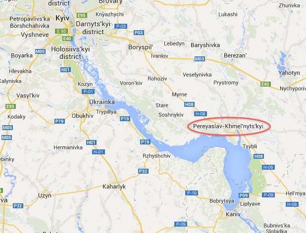 Pereyaslav and Local Area Map