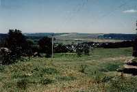 view of the village Kudrynce and Dniester river from the cemetary, above