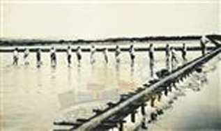 Workers at the salt Pools