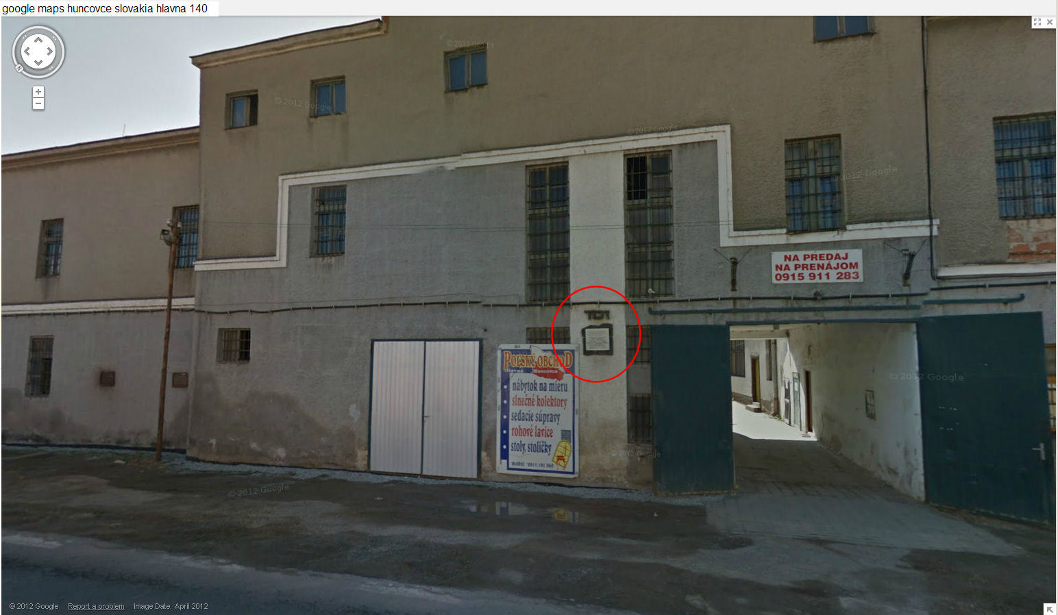 Building of the Former Huncovce Yeshiva with Memorial Plaque