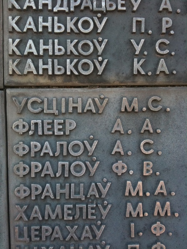 Closeup of Names Includine Fleer AA