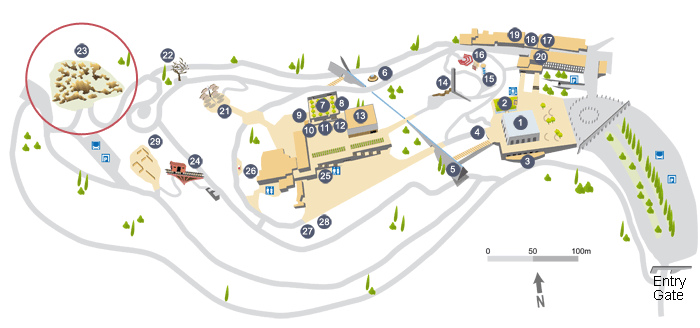 Map of Yad Vashem with the Valley of the Communities circled (#23)